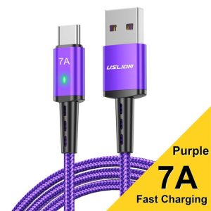 7A USB Type C Cable Wire For Samsung S22 S20 Xiaomi mi 12 Mobile Phone Fast Charging USB C Cable Type C Charger Data Cord Cables – Ships From : China – Color : Purple – Length : 1.5m